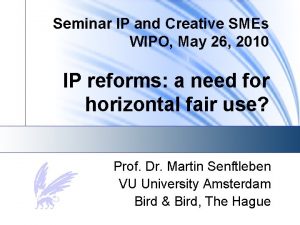 Seminar IP and Creative SMEs WIPO May 26