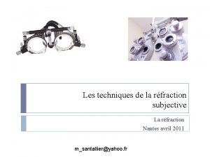 Les techniques de la rfraction subjective La rfraction