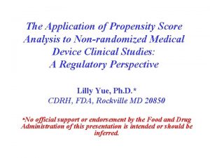 The Application of Propensity Score Analysis to Nonrandomized