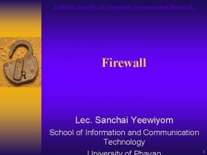 235034 Security in Computer Systems and Networks Firewall