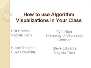 How to use Algorithm Visualizations in Your Class