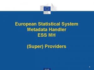 European Statistical System Metadata Handler ESS MH Super