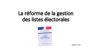 La rforme de la gestion des listes lectorales