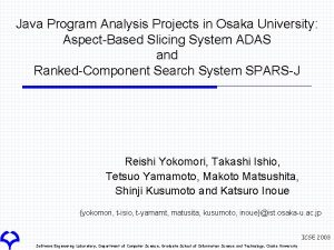 Java Program Analysis Projects in Osaka University AspectBased