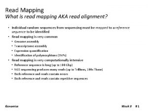 Read Mapping What is read mapping AKA read