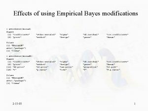 Effects of using Empirical Bayes modifications attributesAnovad names