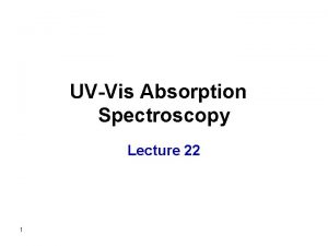 UVVis Absorption Spectroscopy Lecture 22 1 Measurement of