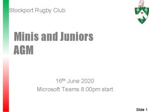 Stockport Rugby Club Minis and Juniors AGM 16