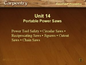 Power Point Presentation Unit 14 Portable Power Saws