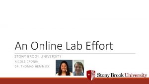 An Online Lab Effort STONY BROOK UNIVERSITY NICOLE