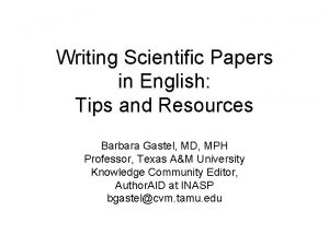 Writing Scientific Papers in English Tips and Resources