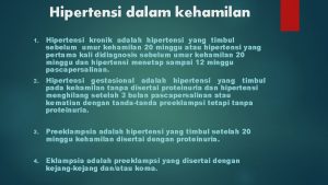 Hipertensi dalam kehamilan 1 Hipertensi kronik adalah hipertensi