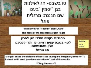 Tu Bishvat in Yasmin class Akko The name