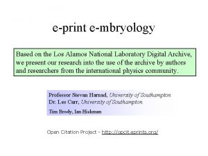 eprint embryology Based on the Los Alamos National