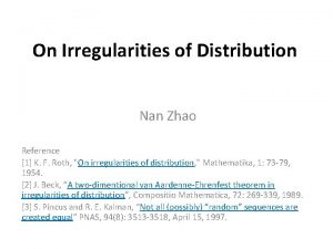 On Irregularities of Distribution Nan Zhao Reference 1