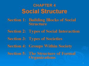 CHAPTER 4 Social Structure Section 1 Building Blocks