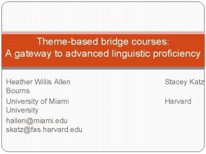 Themebased bridge courses A gateway to advanced linguistic