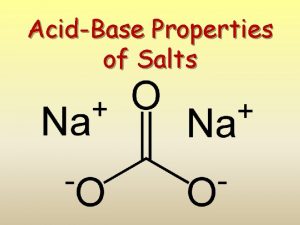 AcidBase Properties of Salts AcidBase Properties of Salts