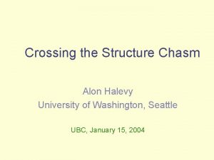 Crossing the Structure Chasm Alon Halevy University of