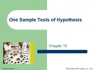 One Sample Tests of Hypothesis Chapter 10 Mc