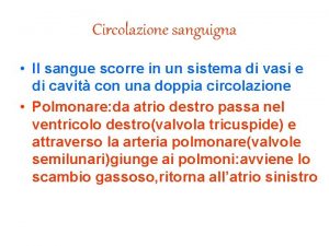 Circolazione sanguigna Il sangue scorre in un sistema