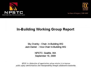 National Public Safety Telecommunications Council InBuilding Working Group