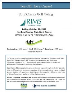 Tee Off for a Cause 2012 Charity Golf
