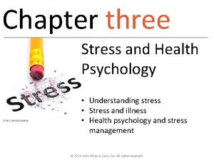 Chapter three Stress and Health Psychology Understanding stress