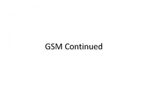 GSM Continued GSM Burst Format Each time slot