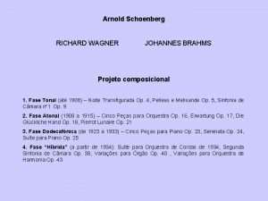 Arnold Schoenberg RICHARD WAGNER JOHANNES BRAHMS Projeto composicional