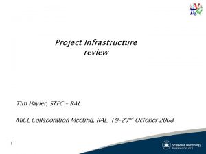 Project Infrastructure review Tim Hayler STFC RAL MICE