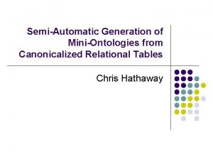 SemiAutomatic Generation of MiniOntologies from Canonicalized Relational Tables