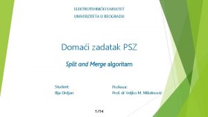 ELEKTROTEHNIKI FAKULTET UNIVERZITETA U BEOGRADU Domai zadatak PSZ