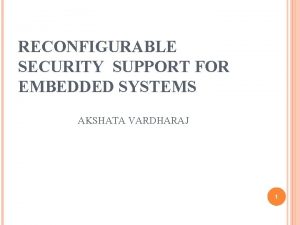 RECONFIGURABLE SECURITY SUPPORT FOR EMBEDDED SYSTEMS AKSHATA VARDHARAJ