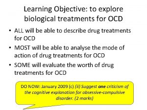 Learning Objective to explore biological treatments for OCD