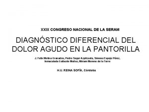XXIX CONGRESO NACIONAL DE LA SERAM DIAGNSTICO DIFERENCIAL