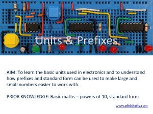 Units Prefixes AIM To learn the basic units