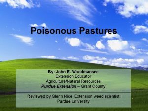 Poisonous Pastures By John E Woodmansee Extension Educator