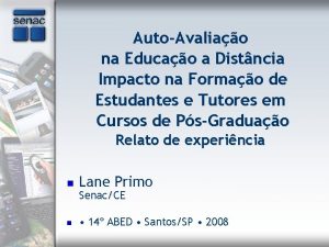 AutoAvaliao na Educao a Distncia Impacto na Formao