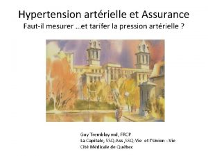 Hypertension artrielle et Assurance Fautil mesurer et tarifer