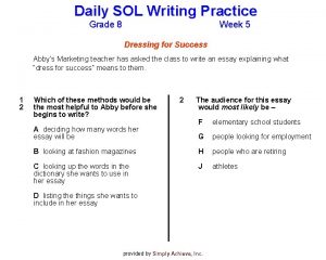 Daily SOL Writing Practice Grade 8 Week 5