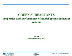 GREEN SURFACTANTS properties and performance of model green