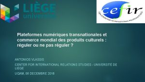 Plateformes numriques transnationales et commerce mondial des produits