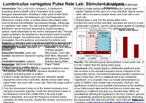 Lumbriculus variegatus Pulse Rate Lab Stimulant Allen Analysis