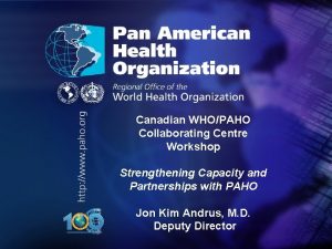 1 PAN AMERICAN HEALTH ORGANIZATION Pan American Sanitary