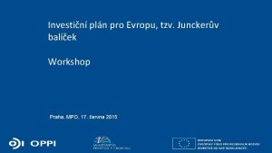 Investin pln pro Evropu tzv Junckerv balek Workshop