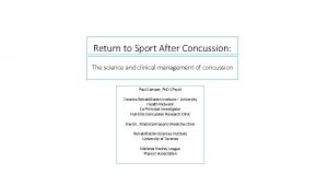 Return to Sport After Concussion The science and