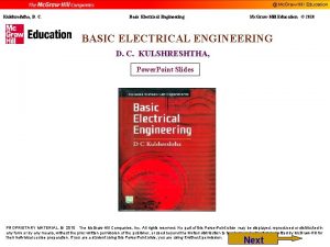 Mc GrawHill Education Kulshreshtha D C Basic Electrical
