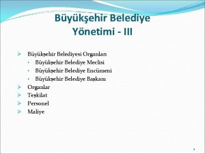 Bykehir Belediye Ynetimi III Bykehir Belediyesi Organlar Bykehir