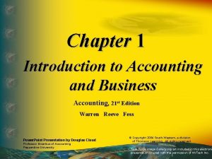 Chapter 1 Introduction to Accounting and Business Accounting